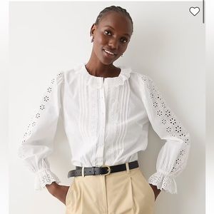 NWT J.Crew Eyelet Trim Button Up Shirt